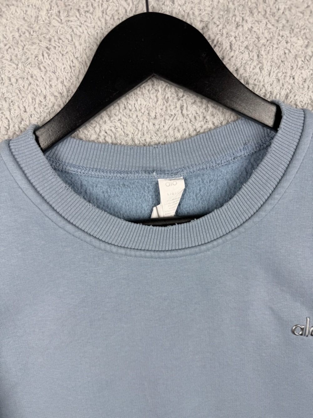 alo Accolade Crew Neck Blue Pullover Sz L (FLAWS) - Picture 3 of 16